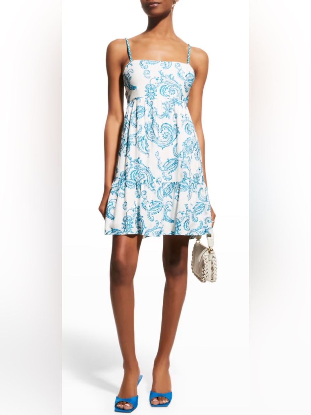 ALICE + OLIVIA KHIRA EMBROIDERED TIERED MINI DRESS, SIZE 12.